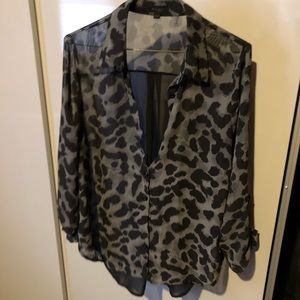 3/$20 Sheer Blouse Leppard Print
